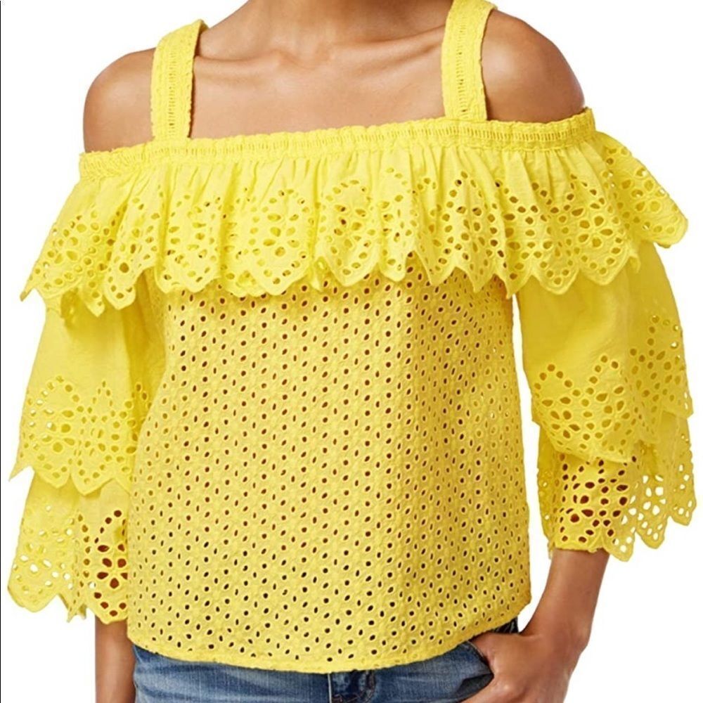 Endless Rose Cold Shoulder Eyelet Top
